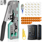 VCELINK RJ45 Crimp Tool Kit 53-in-1 for CAT7/CAT6A/CAT6/CAT5E/CAT5 Connectors, Includes Crimper Blades Replaceable, Cable Tester, Wire Stripper for Beginners Professionals DIY Network Setups