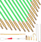 50 FT Wire Fishing Kit Fiberglass Connectable Fish Tape Wire Puller Cable Pulling Pull Push Kit With Hook In Transparent Tube, Green