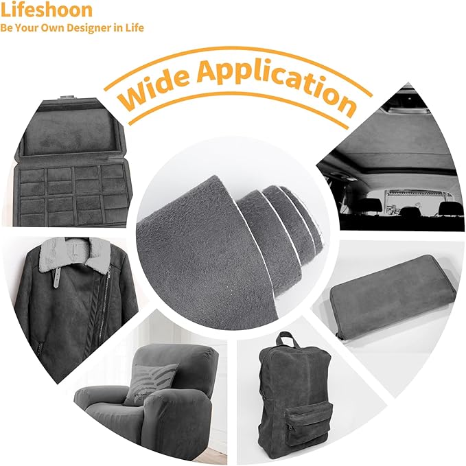 Fabric Repair Patches, Self-Adhesive Suede Patches Tape Durable, DIY Large Fabric Repair for Sofa, Couches, Furniture, Chair, Clothing （3.5X79 Inch, Grey）