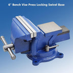 WFLNHB 6" Bench Vise Table Top Clamp Press Locking Swivel Base Heavy-Duty for Crafting Painting Sculpting Modeling Electronics Soldering Woodworking and Fishing Tackle