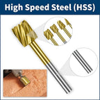 Wood Carving Bits Titanium Coated Engraving Router Bit, 20pcs HSS Rotary Burr Set with 1/8" Shank for Rotary Tools for DIY Carving, Drilling Engraving, Woodworking, Trimming, 2 Collet Included