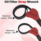 2 PCS Strap Wrench Plumbing, Rubber Strap Wrench, 24 Inch & 19.7 Inch Oil Filters Strap Wrenches, Water Filter Wrenches, Adjustable Rubber Jar Opener for Water Filters, Plumbing,Sink, Faucet (Red)
