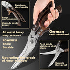 ANDONG Kitchen Scissors, Heavy Duty Professional Poultry Shears, Stainless Steel Spring Loaded, Dishwasher Safe, with Black Leather Sheath