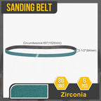 2 1/2 x 60 Inch Sanding Belt, 6 Pcs 80 Grit Zirconia Knife Sharpener Belts Work Sharpening for Belt Sander Knife Carving Tool Metal Working