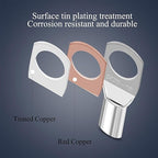 120 Pcs Assorted Heavy Duty Wire Lugs Battery Cable Tinned Copper Eyelets Tubular SC Ring Terminals Connectors with Spy Hole Assortment Kit