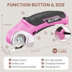 VLOXO Cardboard Cutter, Cordless Electric Scissors for Leather with Safety Lock, Box Cutter Electric Multi-Cutting Tools Rechargeable Powerful Scissors for Canvas Leather Plastic with Storage Box Pink
