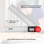 Digital Angle Finder Protractor, Angle Finder Ruler,Stainless steel 7inch 200mm 7inch/200mm, Angle Measuring Tool for Woodworking,Carpenter,Construction,DIY Measurement (Stainless Steel)