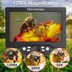Koolertron 7 inch LCD Digital Microscope with 32G TF Card, 12MP 1080P USB Microscope Camera with Remote Control, PC View, Fill Lights for Coin, Plant, Rock, Circuit Board