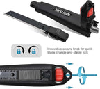 HAUTMEC 18mm Heavy Duty Utility Knife, Box Cutter with Double Lock Mechanism, Auto-Lock and Ratchet-Lock, SK2 Sharp Black Blade for Industrial or Construction Applications HT0136-KN