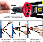 RZX 16" RIVET NUT TOOL Hand Blind Riveter,RIVNUT Riveting Tools with Nut Setting System M3 M4 M5,m6,m8,m10 M12, 10-24, 1/4-20, 5/16-18,3/8-16,totally 11 mandrels+110PCS Rivets Nuts (17" RIVET GUN)
