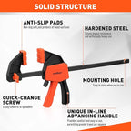 HORUSDY 8-Pack Bar and Spring Clamps for Woodworking - 4 Pieces 6" Bar, 4 Pieces 4" Spring, 75 LBS Load Limit, Quick F Clamp Set