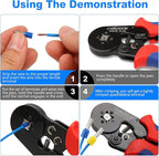 Ferrule Crimping Tool Kit, CNAODUN for AWG 23-7 with 1900PCS Wire Ferrules Terminals Self-Adjustable Ratchet Wire Ferrule Crimper