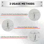 HORUSDY 100-Piece Pegboard Hook Locks & Retainers, Metal Pegboard Clips for 1/4” & 1/8” Peg Boards, Secure Display Hooks & Organizer for Garage, Workshop, Home Storage