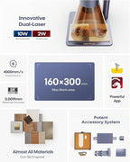 LaserPecker LP4 (Ultimate) with Desktop Air Purifier, Dual-Laser Engraver Cutter 160x300mm Workspace, Auto-Cleaning Smoke Fumes Engrave Tumblers Metal Wood Plastic Glass with Slide & Rotary Extensions