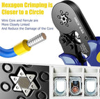 Preciva Ferrule Crimping Tool Kit with 1900PCS Wire Connectors, Hexagonal AWG23-10 Sawtooth Self-Adjustable Ratchet Wire Terminals Crimper Kit