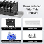 5Pcs JHY1 DIN Rail Terminal Blocks, 660V 32A, 6mm², Detachable & Assemblable Terminal Strip Blocks, 10Pcs 16-14 AWG Insulated Fork Spade Wire Connectors & 3.15 Inch DIN Rail Included
