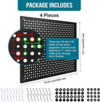 4 Pack Heavy Duty Steel Pegboard Garage Organization Panels,Universal 1/8 and 1/4 Pegboard Accessories,Suitable for Tool Storage,Garage Storage etc.(Black, 16X12)
