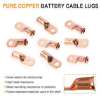 Copper Lugs kit 1/0 Gauge 2 Gauge 6 Gauge Battery Cable Lugs 5/16" and 3/8" Stud Ring Terminals Heavy Duty 0 2 6 AWG Wire Lugs 28 PCS Battery Cable Ends Wire Connectors with 28 PCS Heat Shrink Tubing