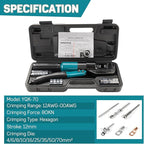 Hydraulic Crimping Tool for Railing - Wire Rope Battery Cable Lug Terminal Crimper with 9 Dies - 12 to 2/0 AWG for 1/8" 3/16" Stainless Steel Cable Railing