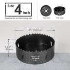 4 Inch Hole Saw with 3/8" Triangle Shank Quick Change Arbor, JTemgle Bi-Metal Hole Saw Heavy Duty Hole Cutting Tool for Cornhole Boards, Recessed Lights, Wood, Plastic, Drywall & Soft Metal
