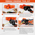 2200PCS Ferrule Crimping Tool Kit –Amliber AWG30-5 Self-Adjusting Wire Ferrule Crimper with Wire Ferrules Connectors for Electrical Work, Automotive, and DIY Projects