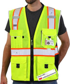 Neopelta Reflective Safety Vest Yellow Mesh, Made with 3M Reflective Tape, Heavy Duty Vest with ID pocket, Padded Neck, Yellow M