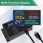 30A AC Power Meter, 125V Digital Multimeter Tester, NEMA L6-30P to NEMA L5-30R Outlet Monitor with 2FT 10AWG Cable and 30A Circuit Breaker, Real-Time Voltage, Current, Power, and Energy Monitoring