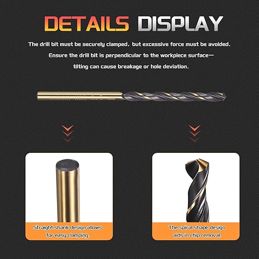 Drill Bit, 3mm Cutting Diameter, 4341 HSS Gold and Black 118° Cutting Angle Number Jobber Bits - (Applications: for Drilling Soft Metal Plastic Wood), 12-Pieces