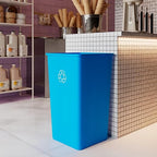 50 Gallon Blue Square Commercial Trash Garbage Can | Outdoor Office Restaurant School Kitchen