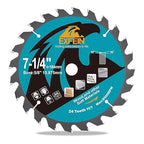 7-1/4 Inch Miter/Table Saw Blade, 24 Teeth ATB TCT Fine Finish Wood Cutting Circular Saw Blade with 4/5 Inch Arbor