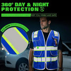 BeautyWill Custom Logo 10/20 Pack Safety Vest Class2 High Visibility Vest with Pockets Breathable Construction Vest Bulk