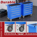 Rolling Tool Chest with Drawers, 5 Drawers Tool Chests & Cabinets, Metal Toolbox with Wheels, Lockable Storage Cabinet, Garage Tool Box with Drawers (Blue, 5 Drawers)