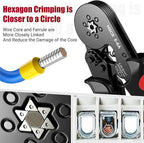 Preciva Ferrule Crimping Tool Kit with 1900PCS Wire Connectors, Hexagonal AWG23-10 Sawtooth Self-Adjustable Ratchet Wire Terminals Crimper Kit