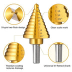 Titanium Step Drill Bit, 1/4" to 1-3/8" Step Bit for Metal, 10 Sizes HSS Step Drill Unibit