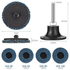 60PCS Die Grinder Sanding Disc, 2 Inch Flap Disc with 1/4 inch Holder, Roll Lock Flap Wheel for Stock and Rust Removal, Finishing, Grinding, Deburring, 40/60/80/120 Grits flappers