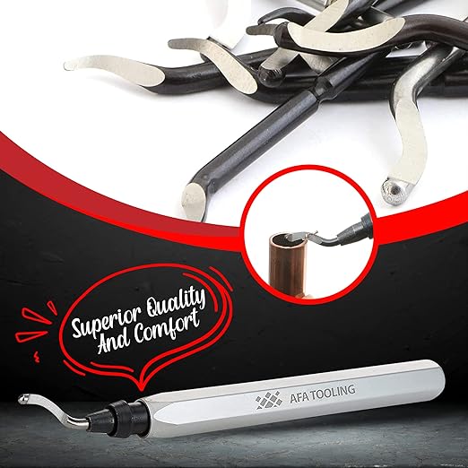 AFA Tooling - Deburring Tool with 41 High Speed Steel Blades - Works on Metal, Resin, PVC Pipes, Copper, Plastic and 3D Printed Edges - Plumbing & 3D Printing Burr Removal Reamer Tool