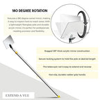 Inspection Mirror Telescoping Pole, Lightweight & Durable, 4 ft - 8 ft Pole, 3 Size Acrylic Mirror