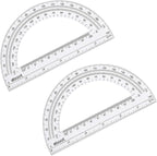 EBOOT Plastic Protractor Math Protractors 180 Degrees, 6 Inch, Pack of 2 (Clear)