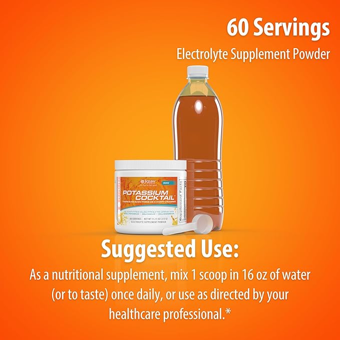 Jigsaw Health Potassium Cocktail | Formerly Pickleball Cocktail | Orange Flavor | 60 Servings (Jar)
