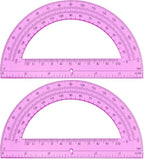 EBOOT Plastic Protractor Math Protractors 180 Degrees, 6 Inch, Pack of 2 (Pink)