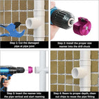 4 Pcs PVC Reamer Kit,Fitting Saver PVC Pipe Reamer Socket Saver Set for Plumbing,Includes 1-1/2 Inch 2 Inch 3 Inch 4 Inch,Plastic Pipe Reamers Tool Kit for Sch.40 CPVC ABS Fittings,Fit for 1/2" Drills