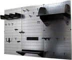 Wall Control Pegboard Organizer 4 ft. Metal Pegboard Standard Tool Storage Kit with Galvanized Toolboard and Black Accessories