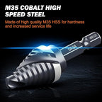 THINKWORK M35 Cobalt Spiral Flute Step Drill Bit, Single Size HSS Step Bit 3/4", Small Size EDC 1/4" Shank Step Bits for Metal, Carbon Steel, Stainless Steel, Wood, Plastic