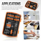 DNA Motoring TOOLS-00039 General Hand Tool Kit with Multi-Bit Screwdriver Hex Keys, Wrench - Orange/Black Flat Head Tool Set