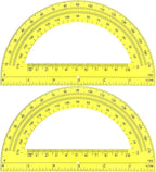 EBOOT Plastic Protractor Math Protractors 180 Degrees, 6 Inch, Pack of 2 (Yellow)