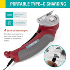 VLOXO Cardboard Cutter, Cordless Electric Scissors with Safety Lock, 4.2V Electric Box Cutter Multi-Cutting Tools, Rechargeable Powerful Scissors for Carpet Leather Felt with Storage Box