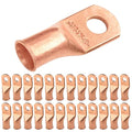 SELTERM 25pcs 1/0 AWG 5/16" Stud Battery Lugs, Ring Terminals, Heavy Duty Copper Wire Lugs, Battery Cable Ends, 0 Gauge Ring Terminal Connectors, UL Bare Copper Eyelets Electrical Battery Cable Lugs