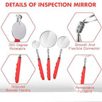 3 Pieces Telescoping Inspection Mirror Stainless Steel Extendable Mechanic Mirror with Long Handle Tool for Technicians Mechanics Contractors Eyelashes Mouth and Other Small Parts(Red)