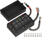 DaierTek Relay Box 12V 10 Way Relay Block and 10 Way ATC/ATO Blade Fuse Panel Pre-Wired Dustproof Fuse Relay Box for Automotive Car Marine Boat