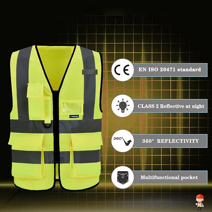 A-SAFETY 4XL-5XL Safety Vest big and tall Hi vis vest Yellow